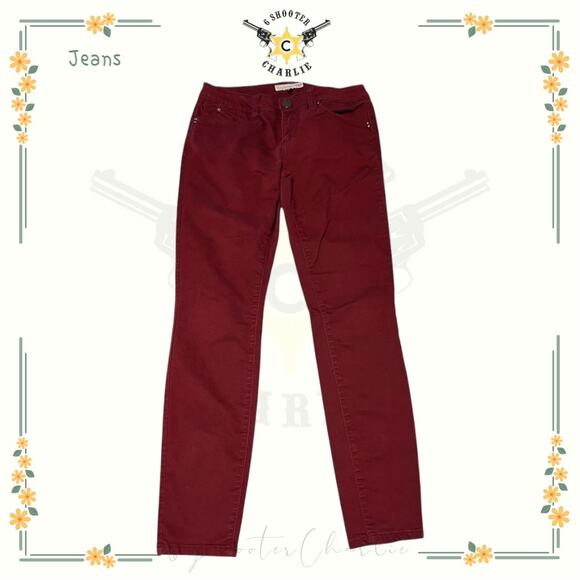 YMI WannaBettaButt? Colored Skinny Jeans Women's Size 9 Maroon Low Rise USA - Picture 1 of 8